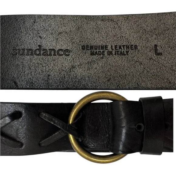 Sundance Women’s size Large Black Leather Loop Belt - Picture 6 of 10